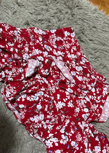 Kırmızı Bohem Mini Hamile Etek - Görsel 3