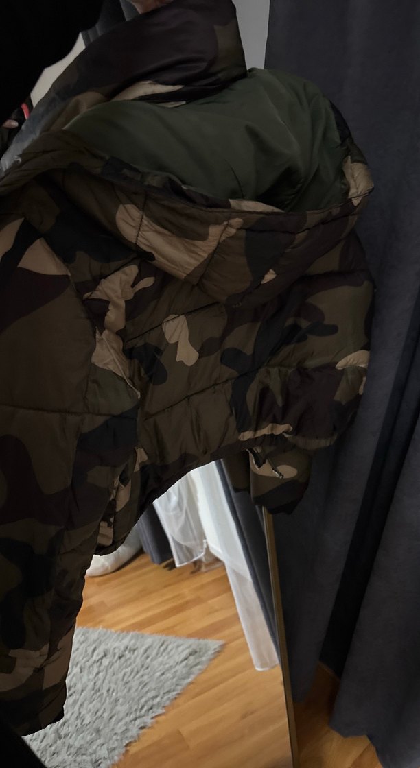 Kahverengi Kamuflaj Desenli Kadın Kış montu - Görsel 3