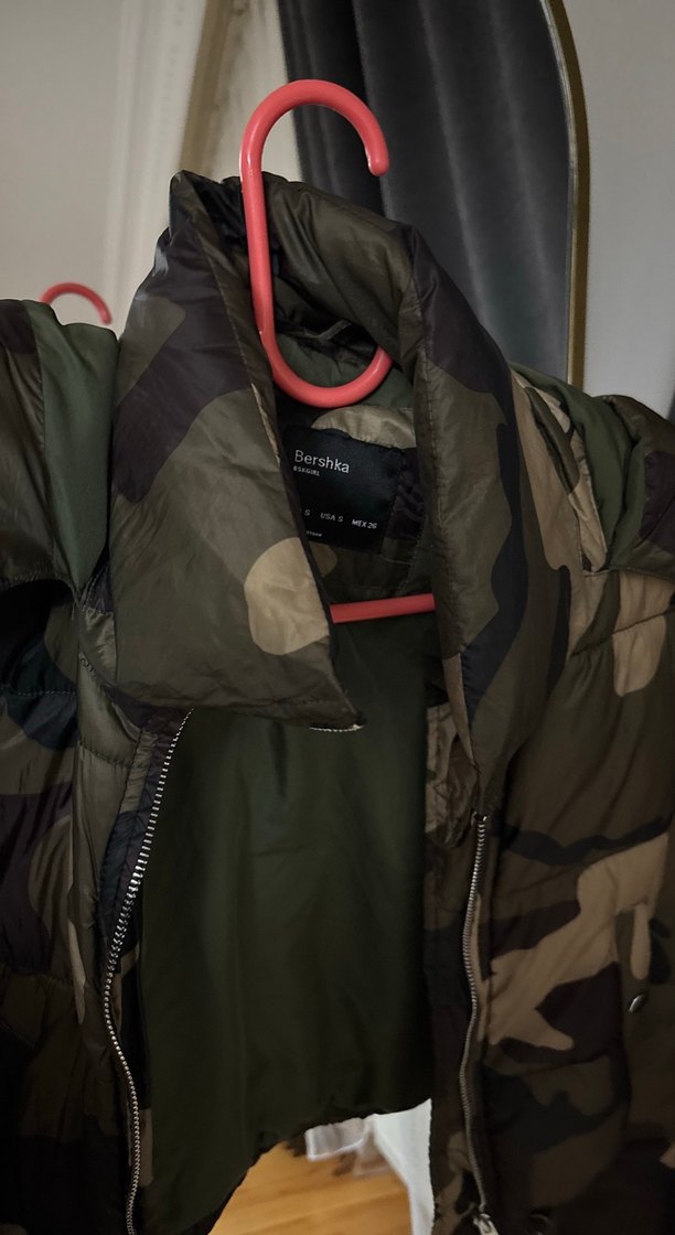 Kahverengi Kamuflaj Desenli Kadın Kış montu - Görsel 2