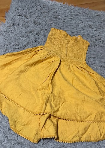 Sarı Bohem Nakışlı şortlu elbise - Görsel 2