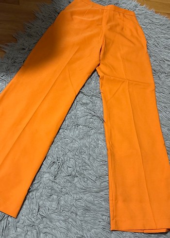Turuncu Midi Kadın Kumaş Pantolon - Görsel 3