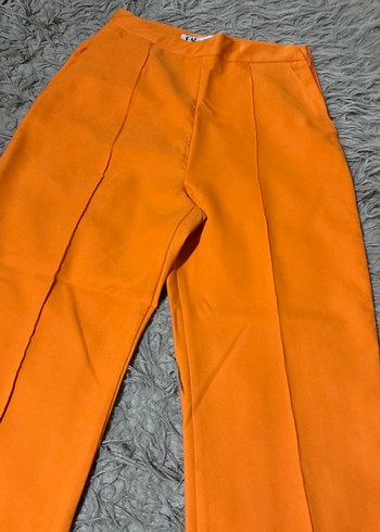 Turuncu Midi Kadın Kumaş Pantolon - Görsel 2