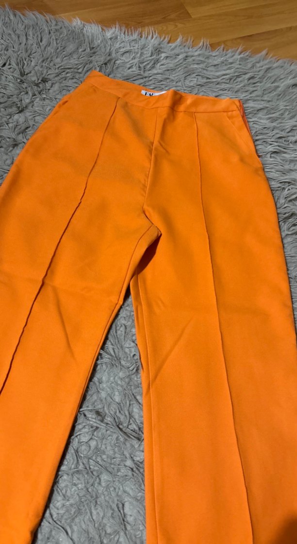 Turuncu Midi Kadın Kumaş Pantolon - Görsel 2