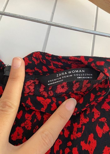 Zara Kırmızı Bohem Uzun Kollu Uzun Elbise