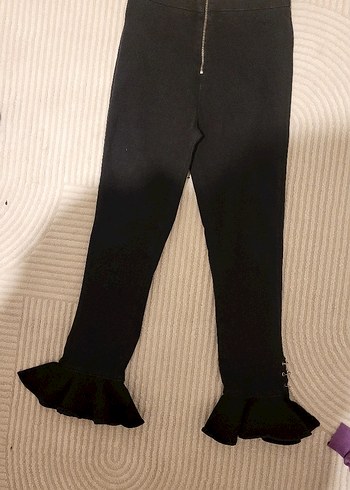 Yüksek Bel Fırfırlı Siyah Cigarette Pantolon - Görsel 2