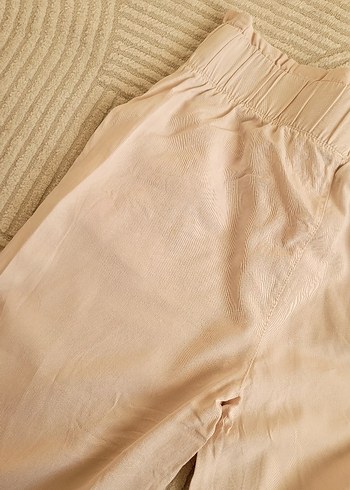 Bej Keten Kısa Kadın Pantolon - Görsel 8