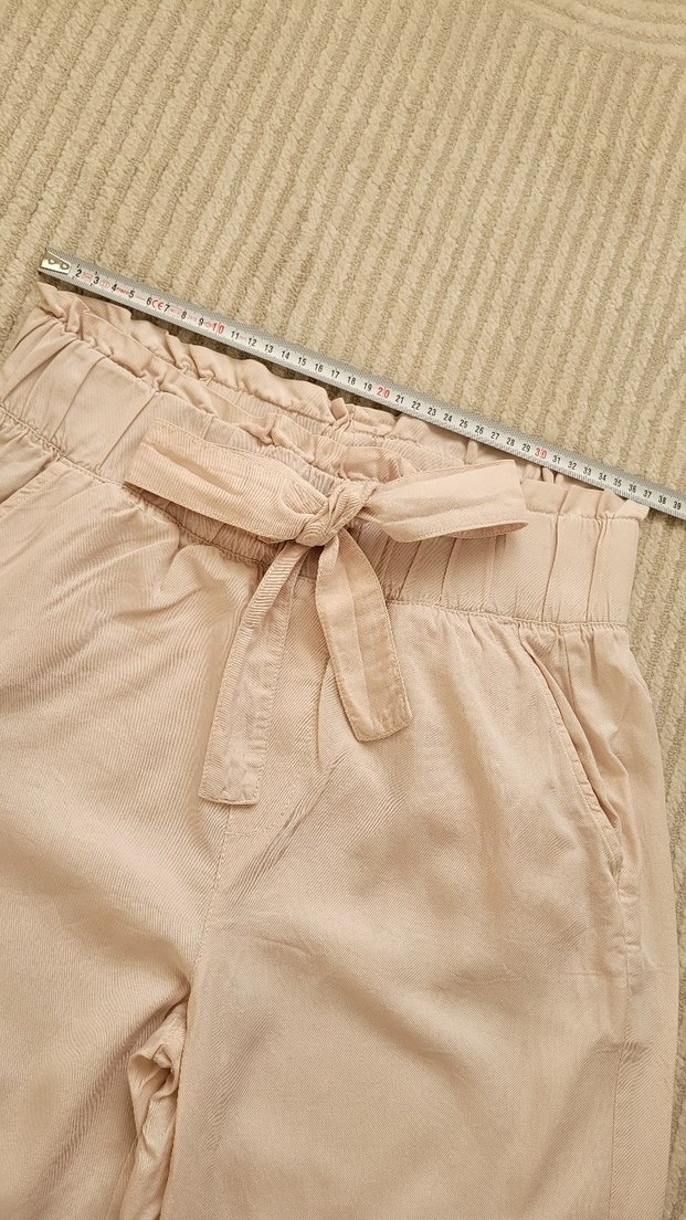 Bej Keten Kısa Kadın Pantolon - Görsel 4