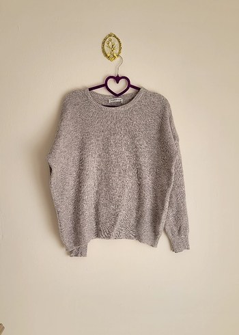 Gri Örgü Kadın Street Style Kazak - Görsel 2