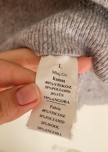 Gri Örgü Kadın Street Style Kazak - Görsel 4