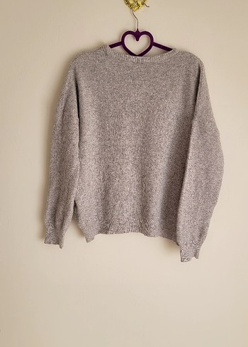 Gri Örgü Kadın Street Style Kazak - Görsel 5