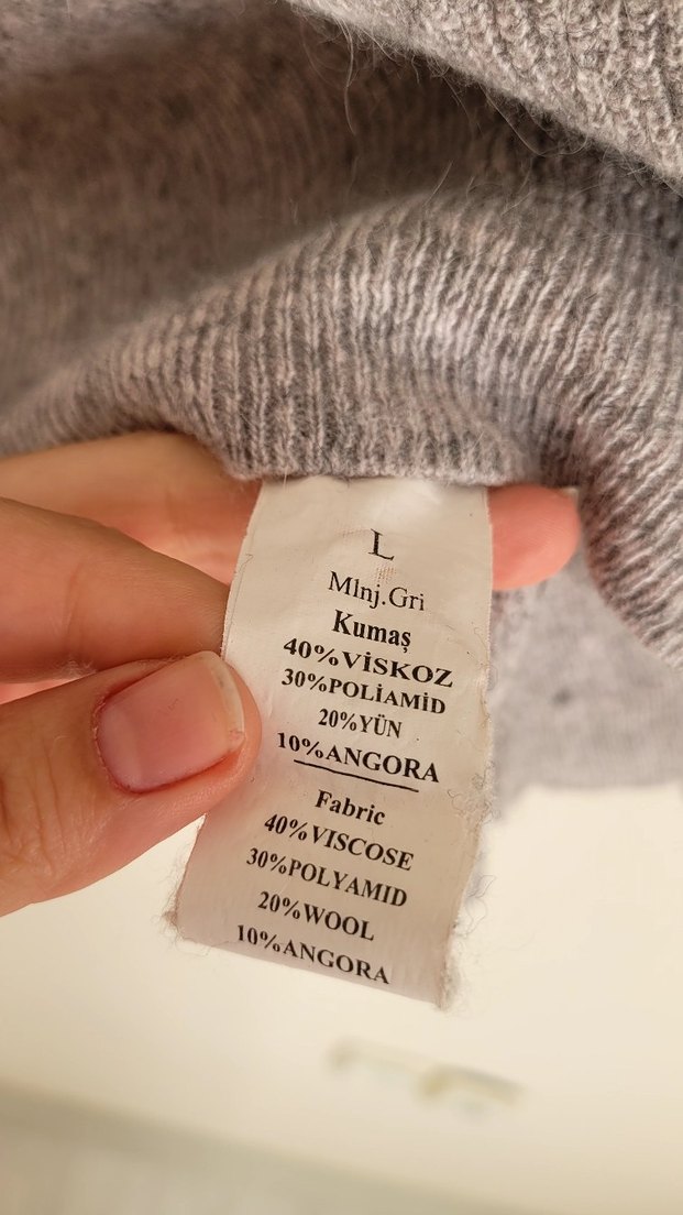 Gri Örgü Kadın Street Style Kazak - Görsel 4