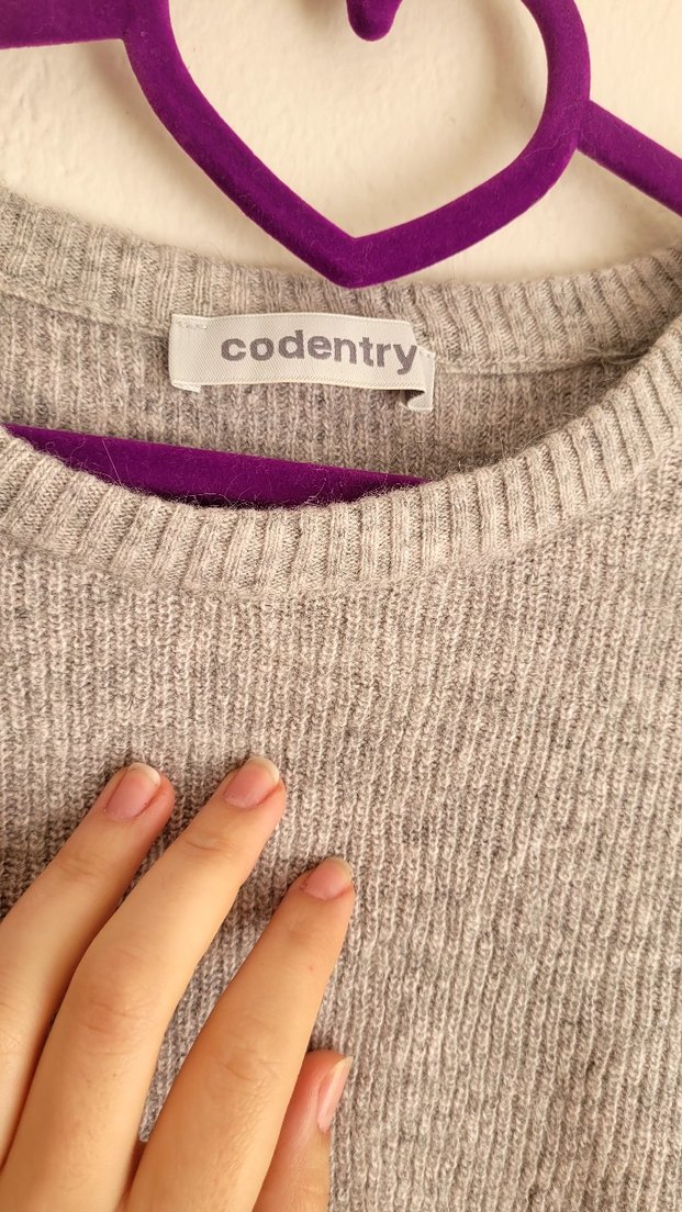 Gri Örgü Kadın Street Style Kazak - Görsel 3