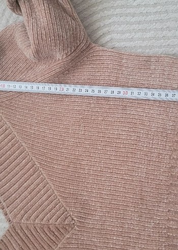 Pembe V Yaka Örgü Kadın Kazak - Görsel 7