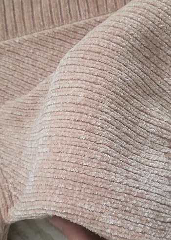 Pembe V Yaka Örgü Kadın Kazak - Görsel 8