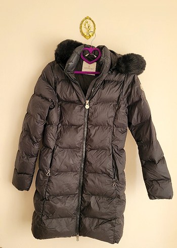 Moncler Kürklü Siyah Kadın Uzun Kışlık Mont - Görsel 2