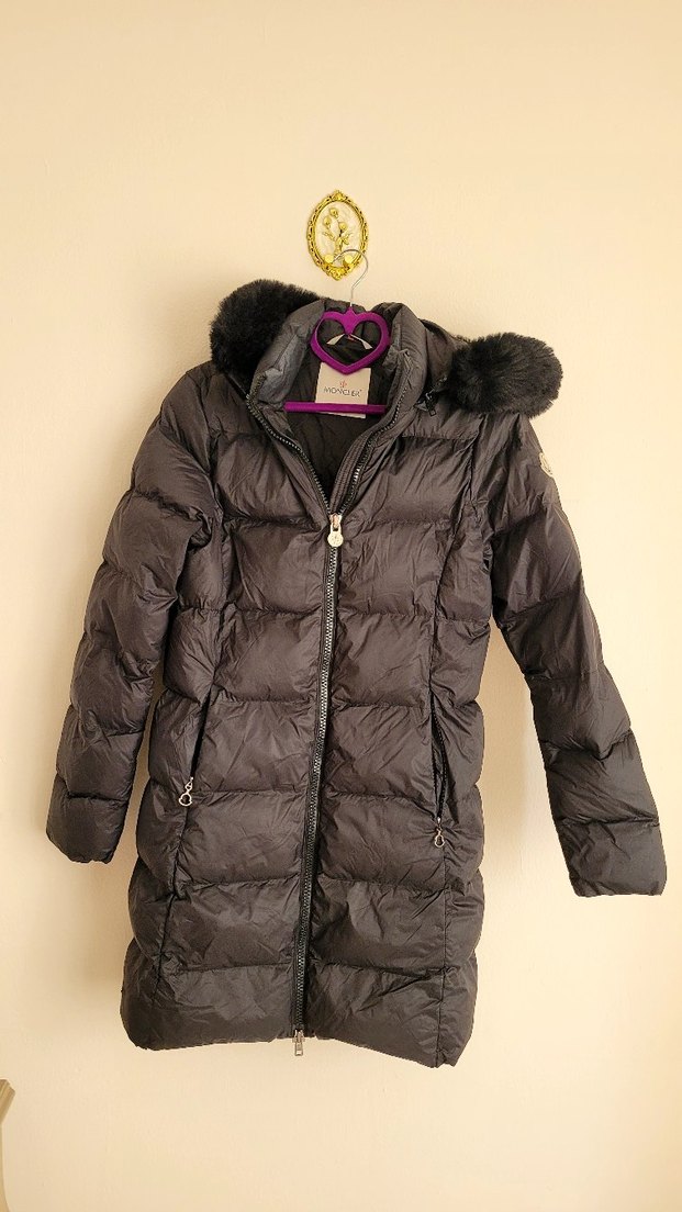 Moncler Kürklü Siyah Kadın Uzun Kışlık Mont - Görsel 2