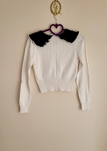 Zara Beyaz Düğmeli Kadın Triko Kazak - Görsel 5