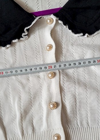 Zara Beyaz Düğmeli Kadın Triko Kazak - Görsel 6