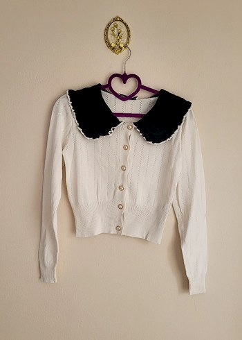 Zara Beyaz Düğmeli Kadın Triko Kazak - Görsel 2