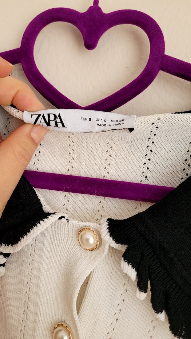 Zara Beyaz Düğmeli Kadın Triko Kazak - Görsel 3