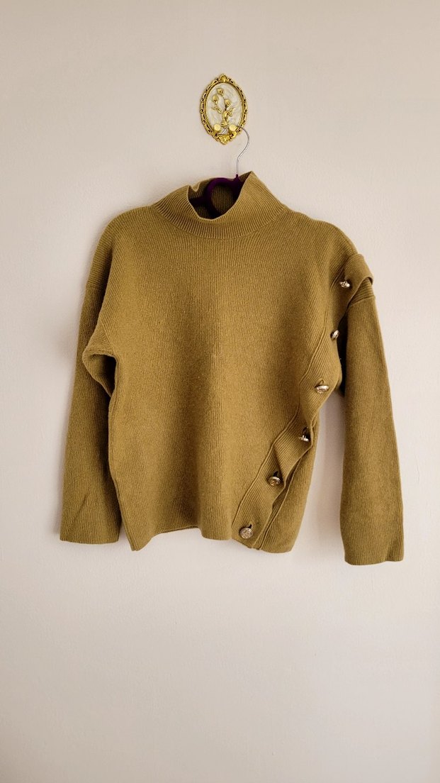 Netwotk Kaşmir Düğmeli Boğazlı Kadın Kazak - Görsel 2