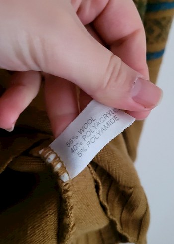 Vintage Camel Renk Desenli Triko Kazak - Görsel 4