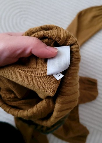 Vintage Camel Renk Desenli Triko Kazak - Görsel 8