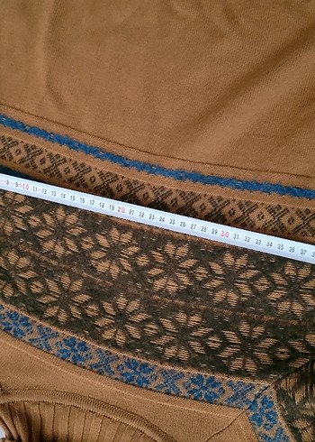 Vintage Camel Renk Desenli Triko Kazak - Görsel 6