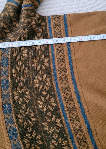 Vintage Camel Renk Desenli Triko Kazak - Görsel 7