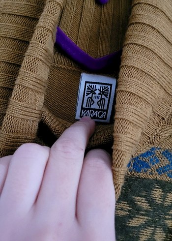 Vintage Camel Renk Desenli Triko Kazak - Görsel 3