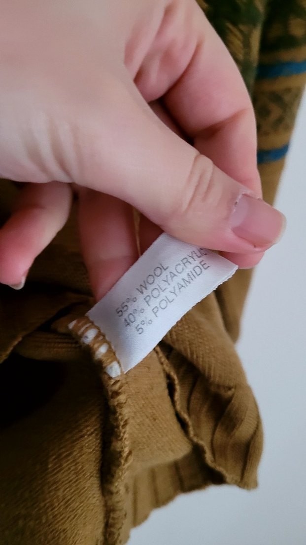 Vintage Camel Renk Desenli Triko Kazak - Görsel 4