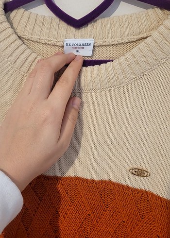 Us Polo Kadın Camel Renkli Örgü Salaş Kazak - Görsel 3