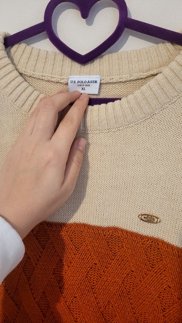 Us Polo Kadın Camel Renkli Örgü Salaş Kazak - Görsel 3