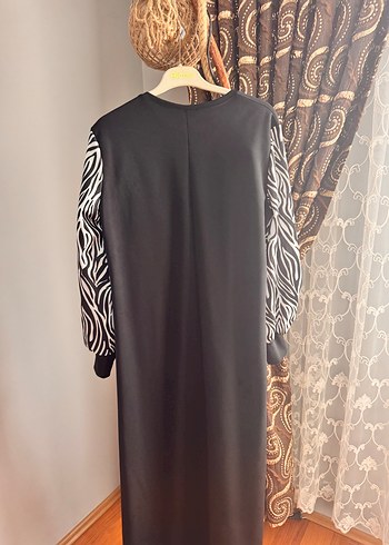 Diğer Zebra Desenli Siyah Uzun Bohem Elbise