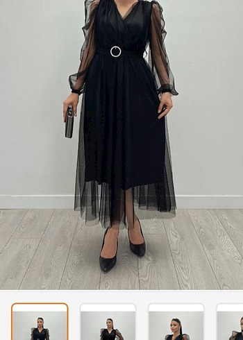 Kemerli Siyah Uzun Gotik Elbise