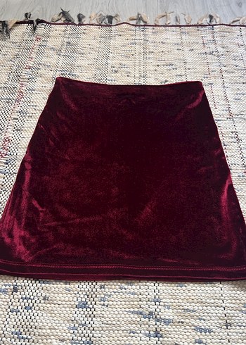 Bordo kadife Mini Etek - Görsel 4