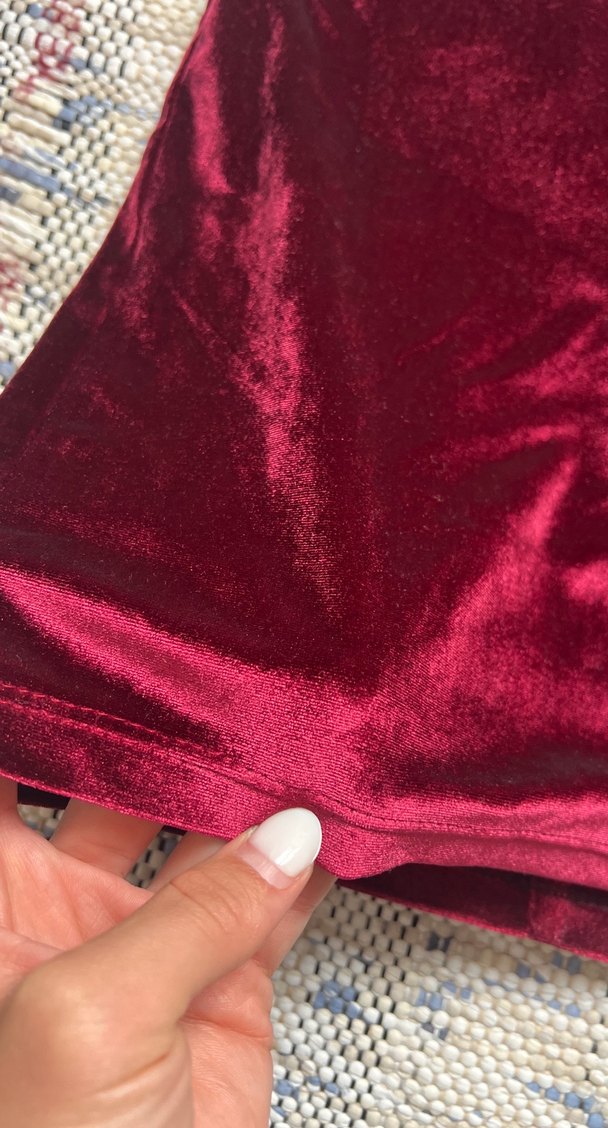 Bordo kadife Mini Etek - Görsel 5