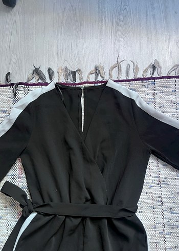 Kadın Siyah Kemerli Uzun Tulum - Görsel 4