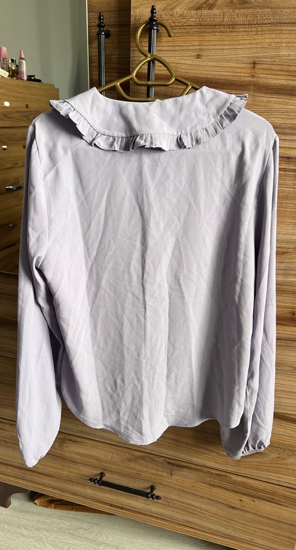 Kadın Fırfırlı Yakalı lila Gömlek - Görsel 5