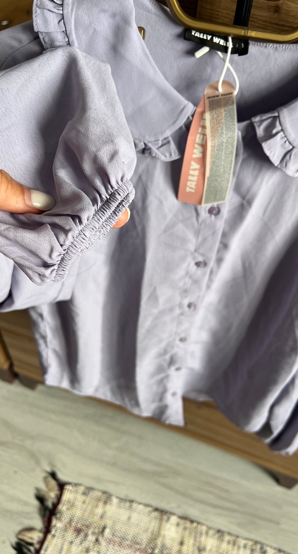 Kadın Fırfırlı Yakalı lila Gömlek - Görsel 4