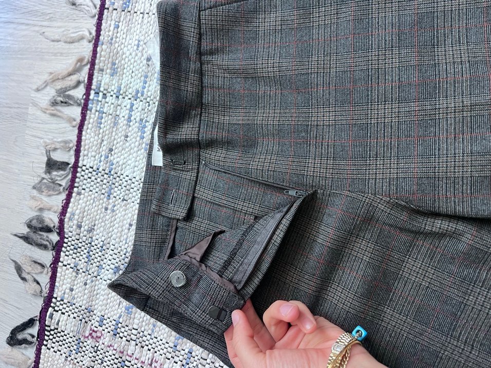 Gri Pileli Midi Kumaş Kadın Pantolon - Görsel 4