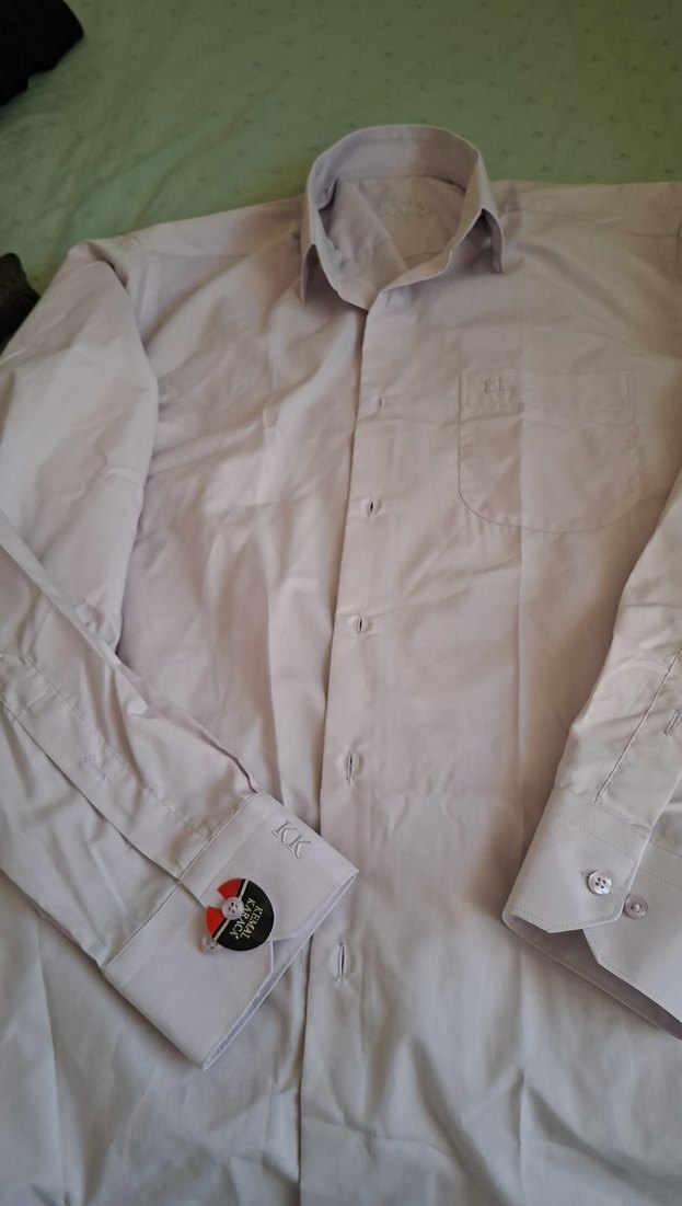 Düğmeli lila Uzun Kollu Erkek Gömlek - Görsel 4