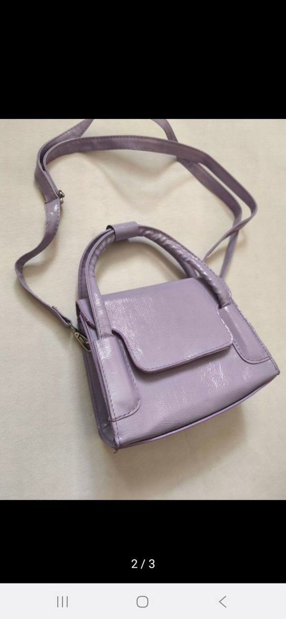 Mor Deri Kadın Omuz Çantası Tokalı - Görsel 2