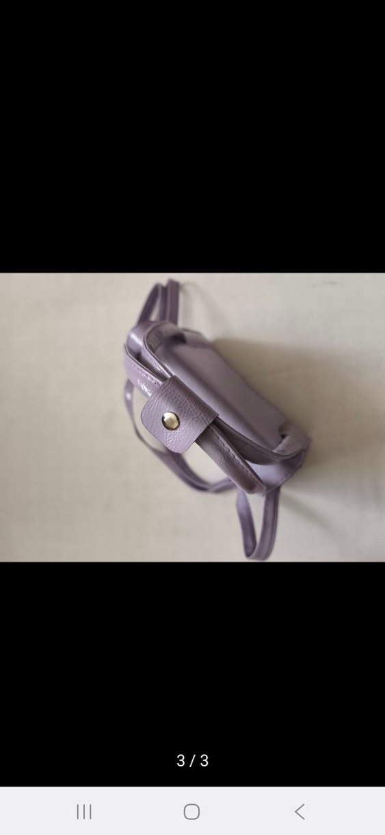 Mor Deri Kadın Omuz Çantası Tokalı - Görsel 3