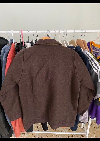 Düğmeli Kahverengi kadın ceket hırka - Görsel 2