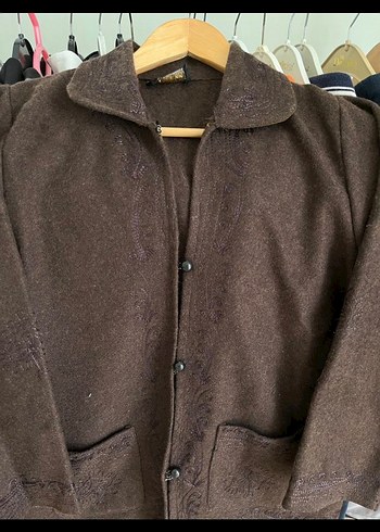 Düğmeli Kahverengi kadın ceket hırka - Görsel 4