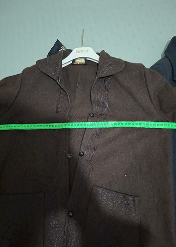 Düğmeli Kahverengi kadın ceket hırka - Görsel 6