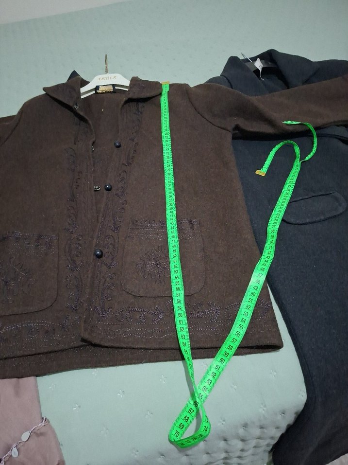 Düğmeli Kahverengi kadın ceket hırka - Görsel 5