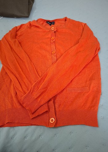 Düğmeli Turuncu Hamile Midi Kazak - Görsel 2