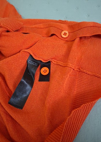 Düğmeli Turuncu Hamile Midi Kazak - Görsel 4